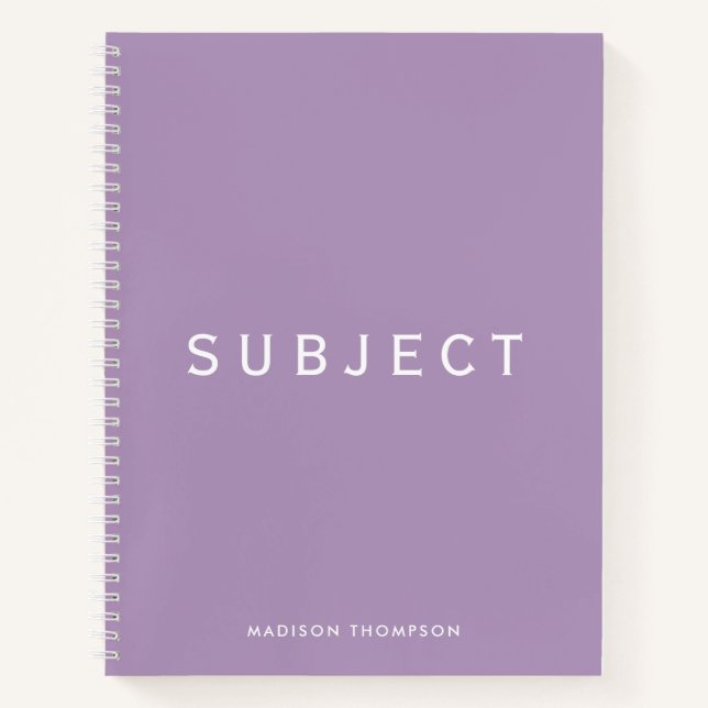 Personalisiert School Subject Boho Lila Notizbuch (Vorderseite)