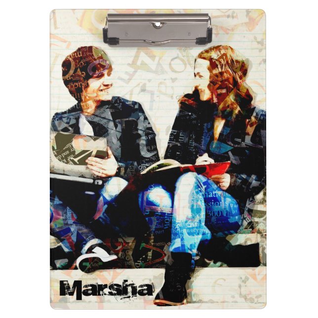 Personalisiert School Themed Teens Collage Clipboa Klemmbrett (Vorderseite)