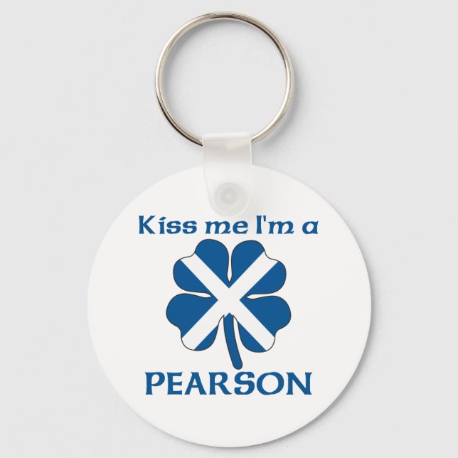 Personalisiert schottischer Kiss Me I'm Pearson Schlüsselanhänger (Vorderseite)