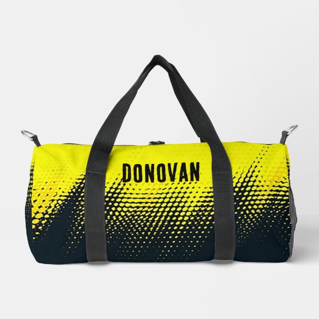 Personalisiert Schwarz/Gelb Duffle Bag (Vorderseite)