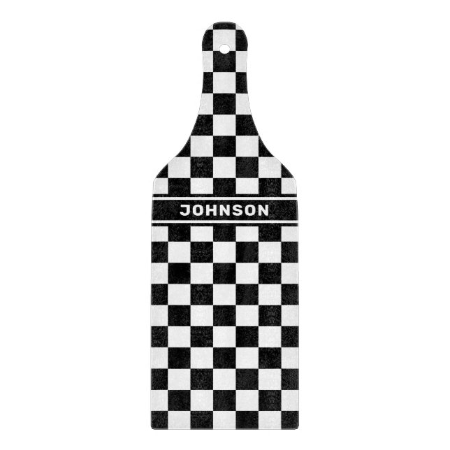 Personalisiert schwarz geprüft schneidebrett (Vorderseite)