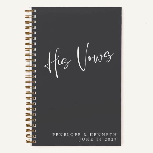 Personalisiert Schwarz Minimalistisch Hochzeit sei Notizbuch (Vorderseite)
