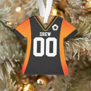 Personalisiert Schwarz/Orange Soccer Jersey Orname Ornament