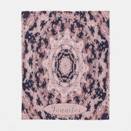 Personalisiert Schwarz-Rosa-Flora Mandala Fleecedecke