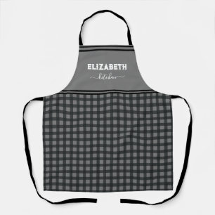 Personalisiert Schwarz und Grau Buffalo Kariert Kü Schürze