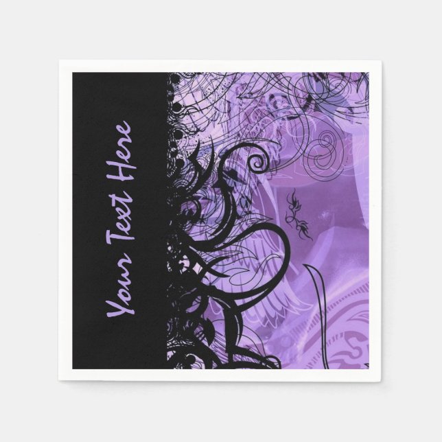 Personalisiert Schwarz und Lila Goth Muster Napkin Serviette (Vorderseite)