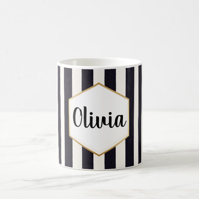 Personalisiert, schwarz und weiß gestrichen kaffeetasse (Mittel)