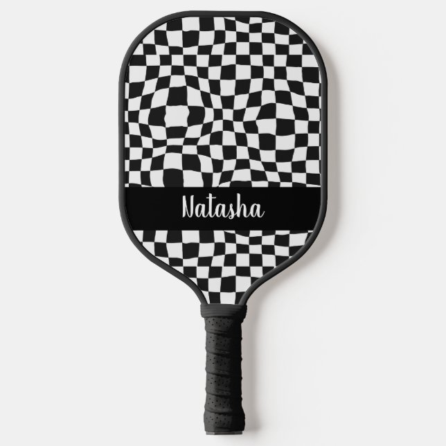 Personalisiert Schwarz und Weiß verschraubt Pickleball Schläger (Vorderseite)