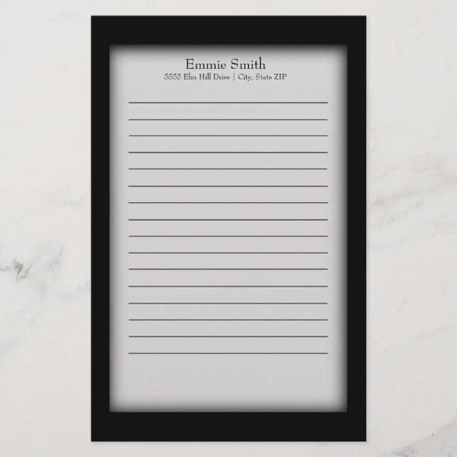 Personalisiert Schwarz/Weiß Briefpapier (Vorderseite)