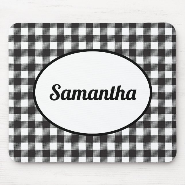 Personalisiert Schwarz-Weiß-Buffalo Kariert Mousepad (Vorne)