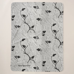 Personalisiert Schwarz-Weiß-Florals Sherpa Blanket Sherpadecke