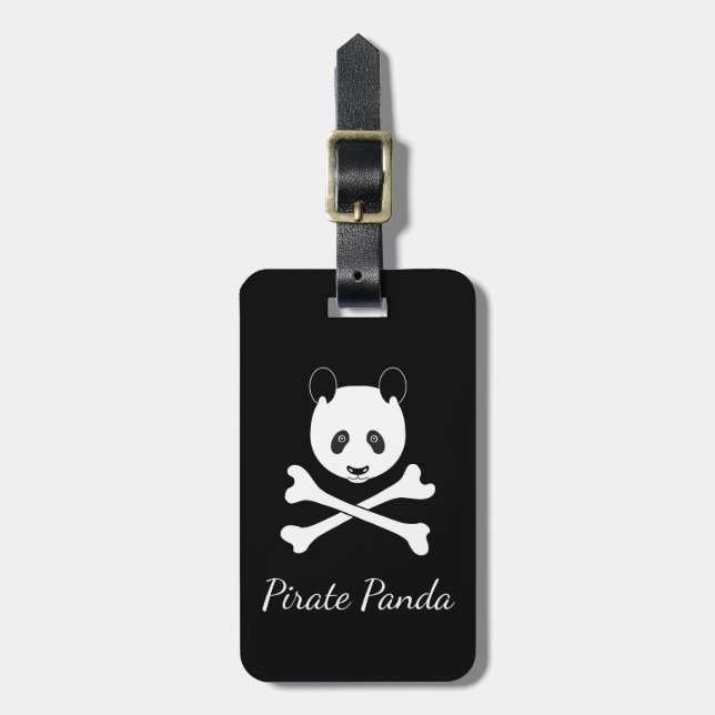 Personalisiert Schwarz-Weiß-Piraten-Panda Gepäckanhänger (Vorderseite vertikal)
