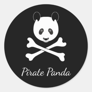 Personalisiert Schwarz-Weiß-Piraten-Panda Runder Aufkleber