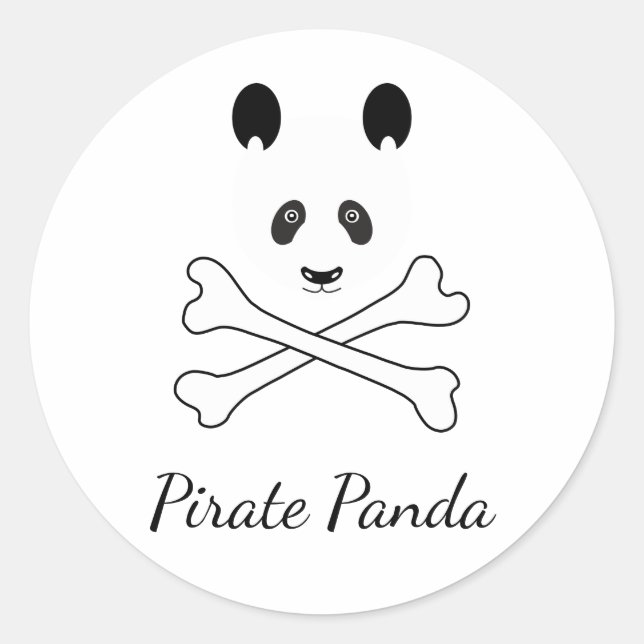 Personalisiert Schwarz-Weiß-Piraten-Panda Runder Aufkleber (Vorderseite)