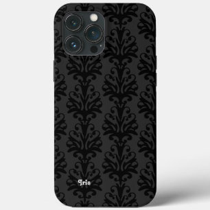 Personalisiert Schwarzer Damast iPhone 13 Pro Max Hülle