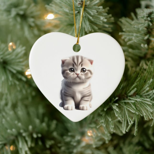 Personalisiert Scottish Fold Kitten Keramik Ornament (Baum)