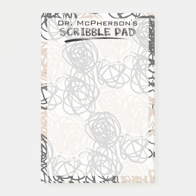 Personalisiert Scribble Pad (Tan/Charcoal) Post-it Klebezettel (Vorderseite)
