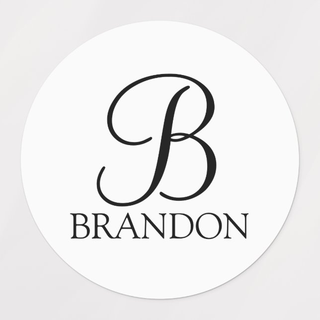 Personalisiert-Script-Monogramm- und Namensmarken Etiketten (Design 2)