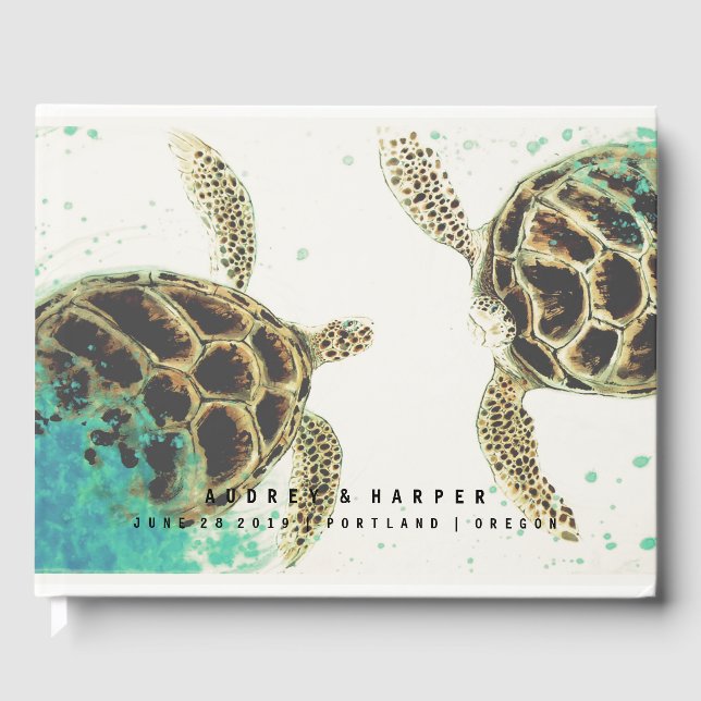 © Personalisiert Sea Turtle Liebe Wedding Guest Bo Gästebuch (Vorderseite)