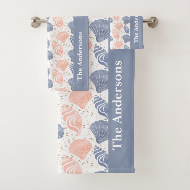 Personalisiert Seashell Badhandtuch Set (Insitu)