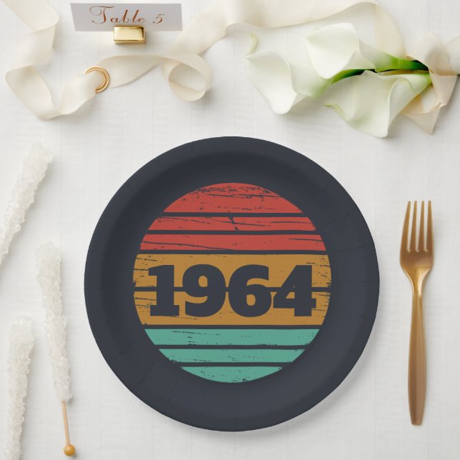 Personalisiert sechzig Vintagen Geburtstagsgeschen Pappteller (Hochzeit)
