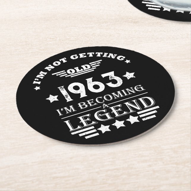 Personalisiert sechzig Vintagen Geburtstagsgeschen Runder Pappuntersetzer (Angewinkelt)