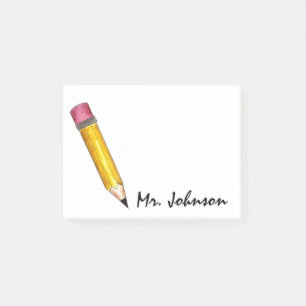 Personalisiert Sharp Yellow #2 Pencil Teacher Scho Post-it Klebezettel