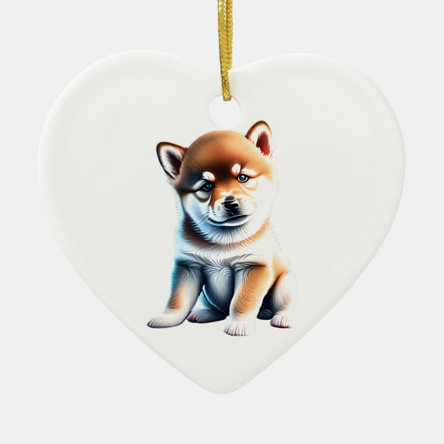 Personalisiert Shiba Inu Puppy Keramik Ornament (Vorne)