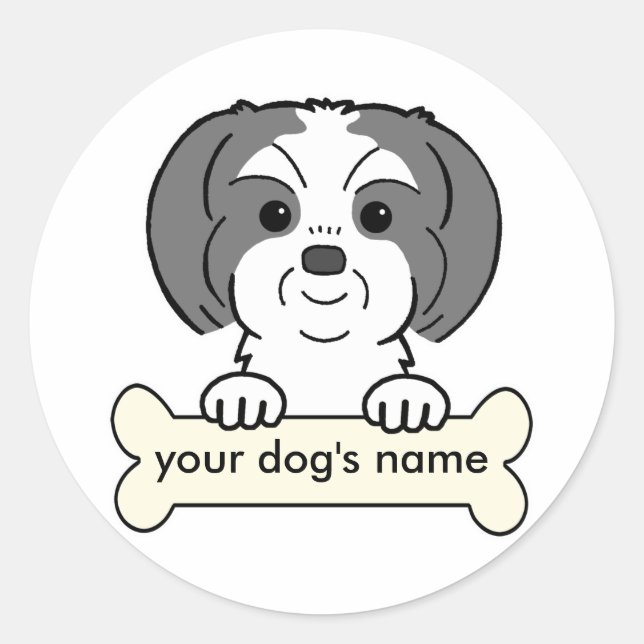Personalisiert Shih Tzu Runder Aufkleber (Vorderseite)