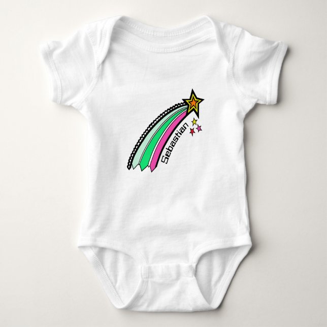 Personalisiert Shooting Star Space Baby Bodysuit Baby Strampler (Vorderseite)