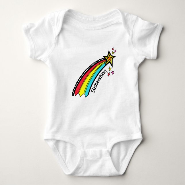 Personalisiert Shooting Star Space Baby Bodysuit Baby Strampler (Vorderseite)