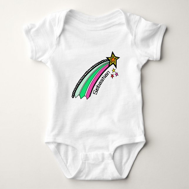 Personalisiert Shooting Star Space Baby Bodysuit Strampler (Vorderseite)