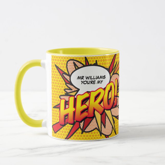 Personalisiert Sie sind mein HERO Comic Buch Pop K Tasse (Links)
