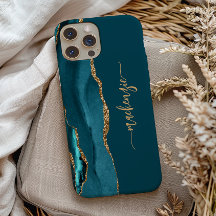 Personalisiert Signature Aquamarin Blue Gold Agate