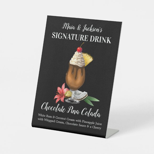 Personalisiert Signature Drink Chocolate Pina Cola Sockelschild (Vorderseite)