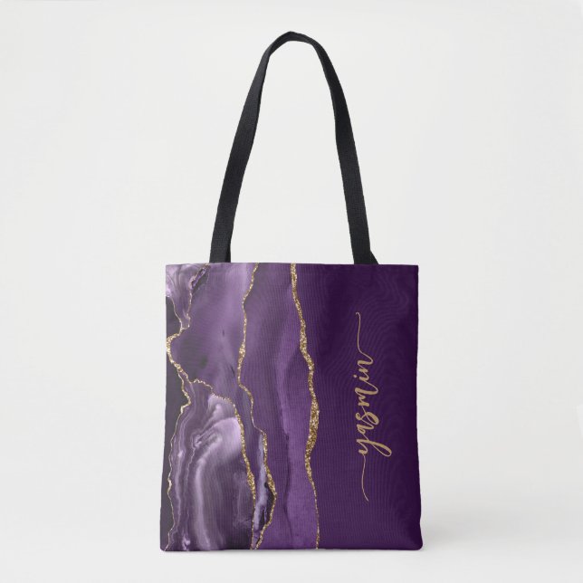 Personalisiert Signature Lila Gold Agate Tasche (Vorderseite)