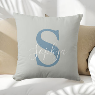 Personalisiert Simple Blue Monogram Kissen