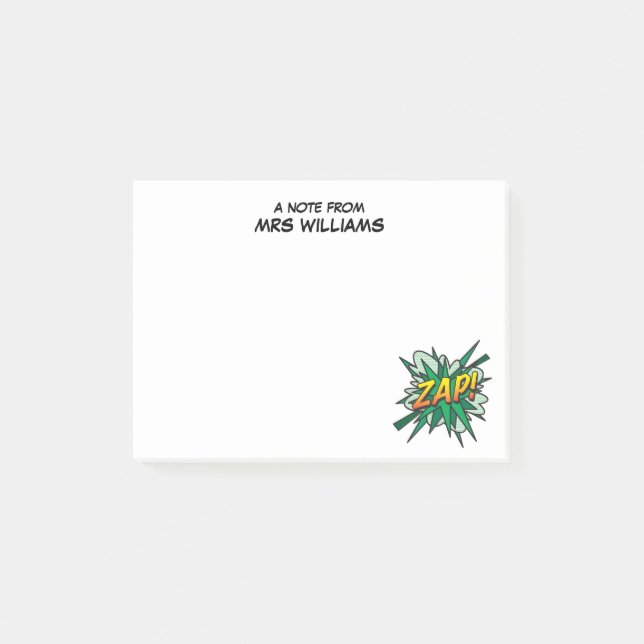 Personalisiert Simple Fun Comic Book ZAP Post-it Klebezettel (Vorderseite)