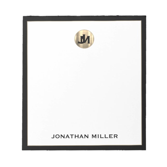 Personalisiert Simple Luxury Monogram Notepad Notizblock (Vorderseite)