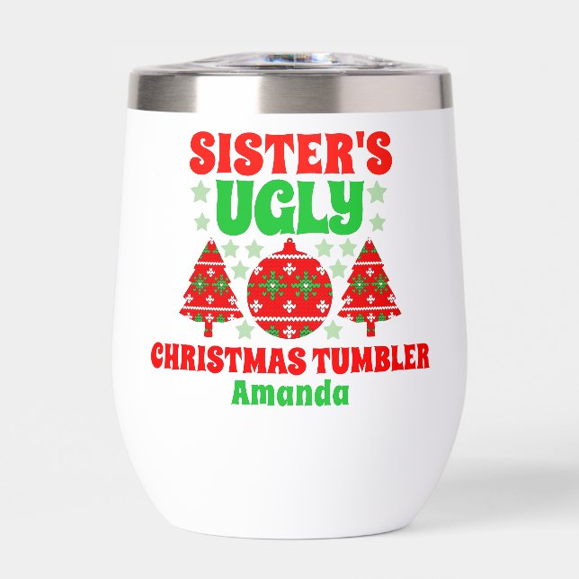 Personalisiert Sisters hässlicher Weihnachtssüßer (Vorderseite)