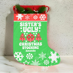 Personalisiert Sisters hässlicher Weihnachtssüßer Großer Weihnachtsstrumpf