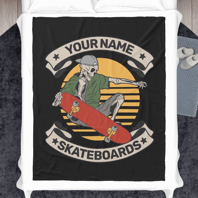Personalisiert Skateboard Nose Grab Skeleton Skate Fleecedecke (Von Creator hochgeladen)
