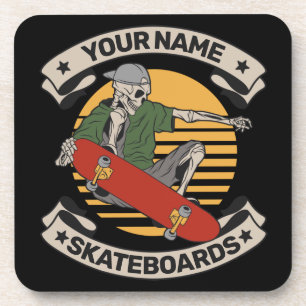 Personalisiert Skateboard Nose Grab Skeleton Skate Getränkeuntersetzer
