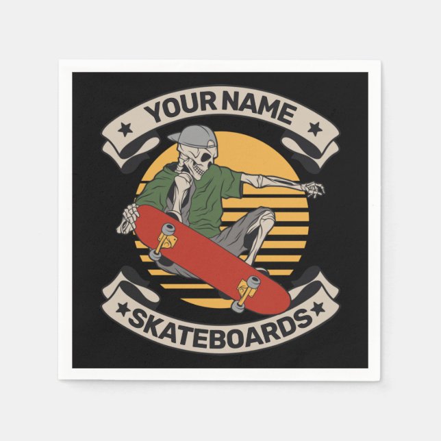 Personalisiert Skateboard Nose Grab Skeleton Skate Serviette (Vorderseite)