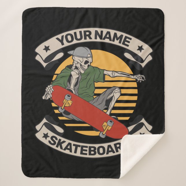 Personalisiert Skateboard Nose Grab Skeleton Skate Sherpadecke (Vorderseite)