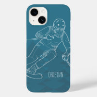 Personalisiert Skier Sketched Zeichnend auf Blue