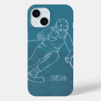 Personalisiert Skier Sketched Zeichnend auf Blue