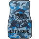 Personalisiert Skull Beret Blue Gray Camouflage Ca Autofußmatte (Vorderseite)