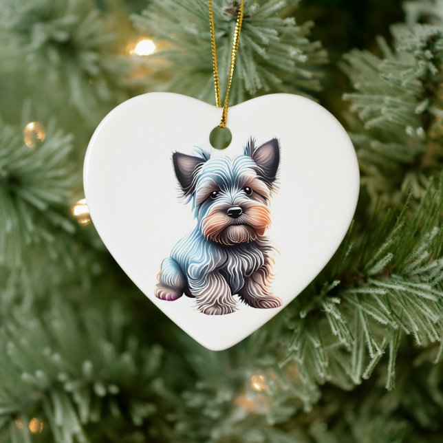 Personalisiert Skye Terrier Puppy Keramik Ornament (Baum)