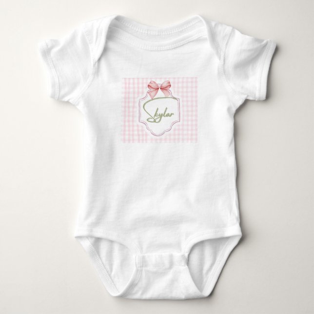 Personalisiert Skylar Baby Girl Kinderzimmer Bow&G Baby Strampler (Vorderseite)